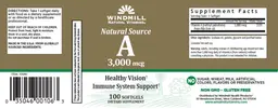 Label for Natural Source A 3,000 mcg