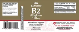 Label for B2 Riboflavin 100 mg