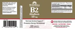 Label for B2 Riboflavin 50 mg