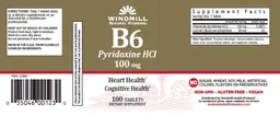 Label for B6 Pyridoxine HCl 100 mg