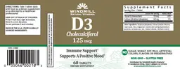 Label for D3 Cholecalciferol 125 mcg