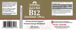Label for Quick Melt B-12 3,000 mcg