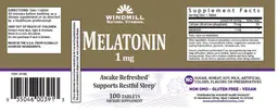 Label for Melatonin 1 mg