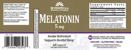 Label for Melatonin 5 mg