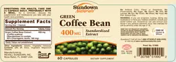 Label for Green Coffee Bean 400 mg Standardized Extract