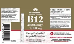 Label for B12 1,000 mcg