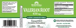 Label for Valerian Root 450 mg