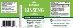 Label for Ginseng 500 mg