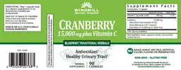 Label for Cranberry 15,000 mg plus Vitamin C