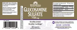 Label for Glucosamine Sulfate 750 mg