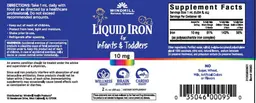 Label for Liquid Iron for Infants & Toddlers 10 mg