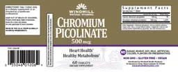 Label for Chromium Picolinate 500 mcg