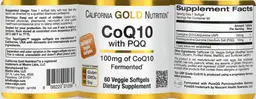 Label for CoQ10 100 mg with PQQ