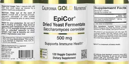 Label for EpiCor Dried Yeast Fermentate 500 mg