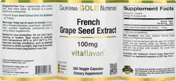 Label for French Grape Seed Extract 100 mg