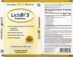 Label for LactoBif 5 Probiotics 5 Billion CFU
