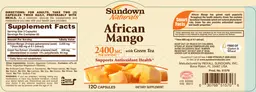 Label for African Mango 2400 mg With Green Tea