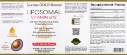 Label for Liposomal Vitamin B12 5000 mcg Cherry Naturally Flavored