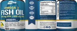 Label for Omega 3 Fish Oil 2500 mg Lemon Flavor