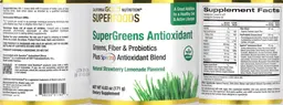 Label for SuperGreens Antioxidant Natural Strawberry Lemonade Flavored