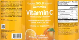 Label for Vitamin C Natural Orange Flavored