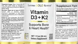 Label for Vitamin D3 + K2