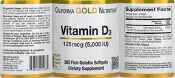 Label for Vitamin D3 125 mcg (5,000 IU)