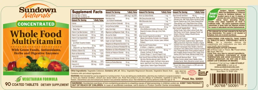 Label for Concentrated Whole Food Multivitamin
