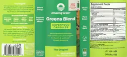 Label for Greens Blend Superfood Capsules The Original