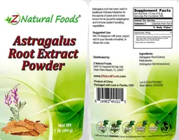 Label for Astragalus Root Extract Powder
