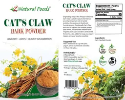 Label for Cat's Claw Bark Powder