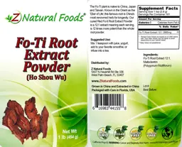 Label for Fo-Ti Root Extract Powder (Ho Shou Wu)