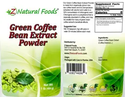 Label for Green Coffee Bean Extract Powder
