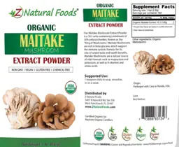Label for Maitake Mushroom Extract Powder
