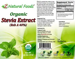 Label for Stevia Extract (Reb A 40%)