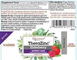 Label for TheraZinc Elderberry Raspberry Flavor