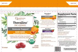 Label for TheraZinc Zinc Lozenges Blood Orange Flavor