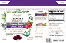Label for TheraZinc Zinc Lozenges Elderberry Raspberry Flavor