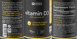 Label for Vitamin D3 50 mcg (2000 IU)