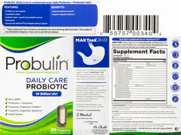 Label for Daily Care Probiotic 10 Billion CFU