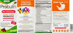 Label for My Little Bugs Total Care Probiotic Watermelon Flavor