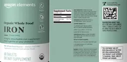 Label for Organic Whole Food Iron 18 mg