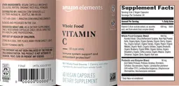 Label for Whole Food Vitamin C 500 mg
