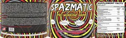 Label for Spazmatic Pre-Workout Drink Strawberry Frozen Fruit Bar