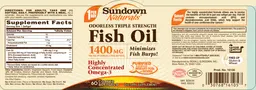 Label for Odorless Triple Strength Fish Oil 1400 mg