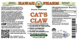 Label for Cat's Claw Alcohol Free