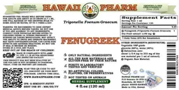 Label for Fenugreek Alcohol Free