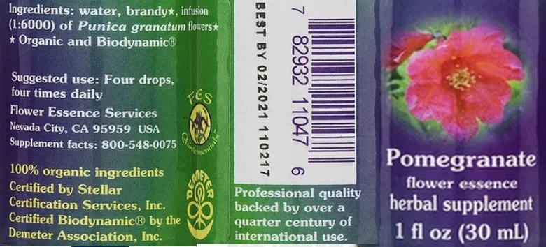 Label for Pomegranate Flower Essence