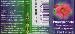Label for Pomegranate Flower Essence
