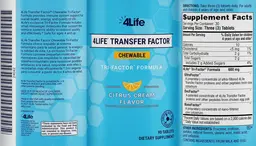 Label for Chewable Tri-Factor Formula Citrus Cream Flavor